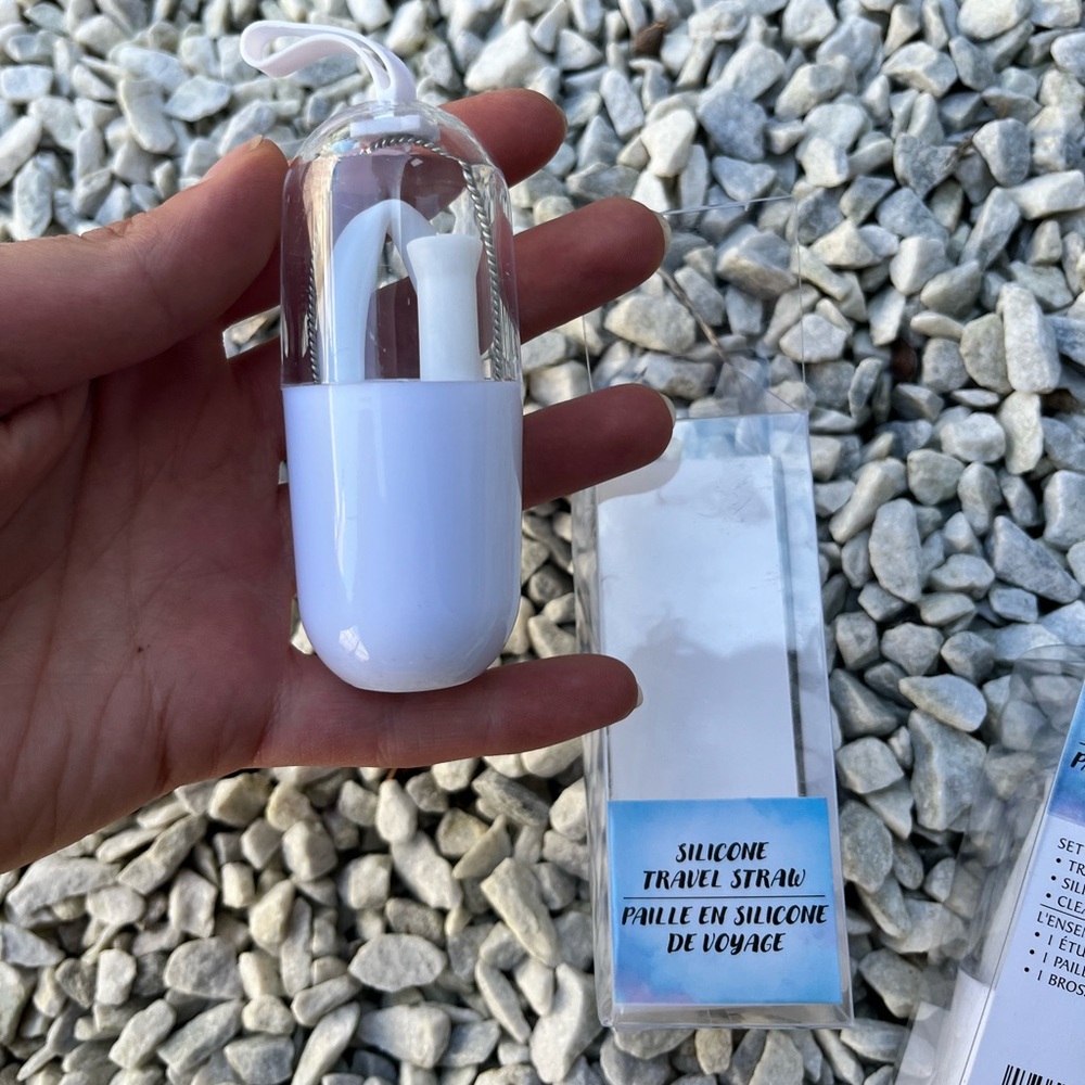 silicone travel straw with carrying case
